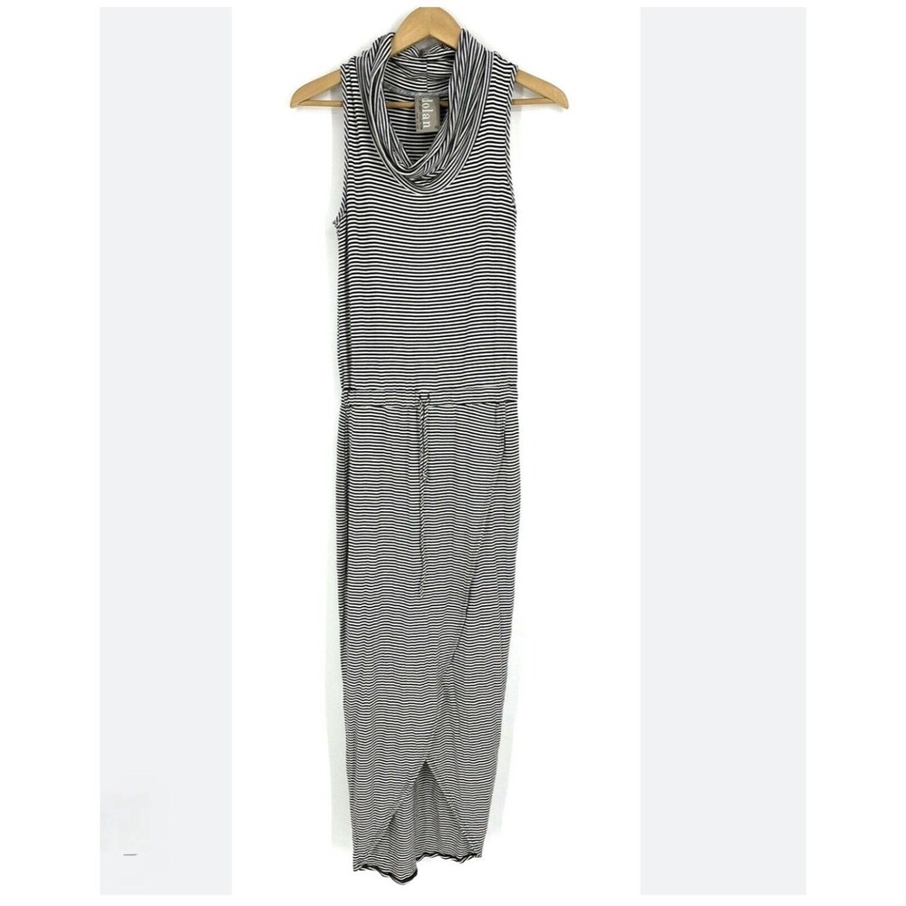 Dolan Left Coast Collection Striped Sleeveless Jumpsuit XS Black White Cowl Neck